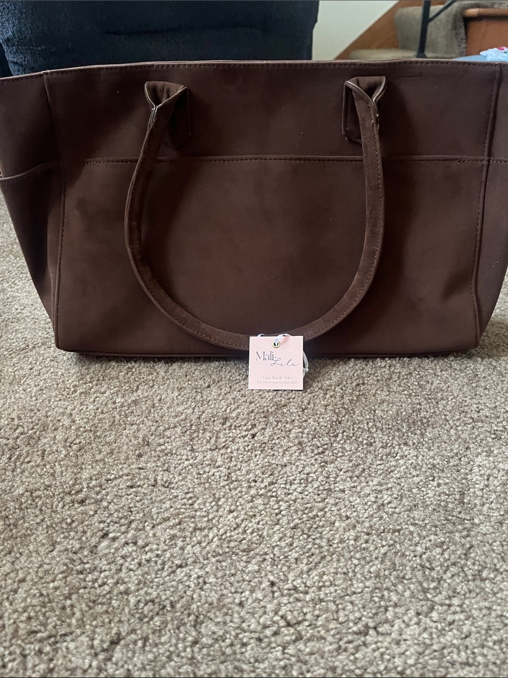 Women's Brown Suede Tote Bag -